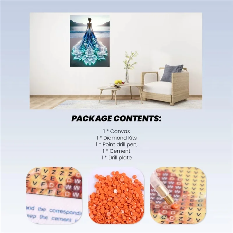 

【Найвичайшая цена!】Раскраска с алмазной вышивкой, стразами, приморская принцесса, полная круглая картина, 30 х 40 см