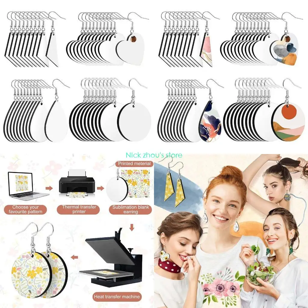 

E15E 40Pcs Sublimation Blank Earrings Heat Transfer Earrings Unfinished Earring