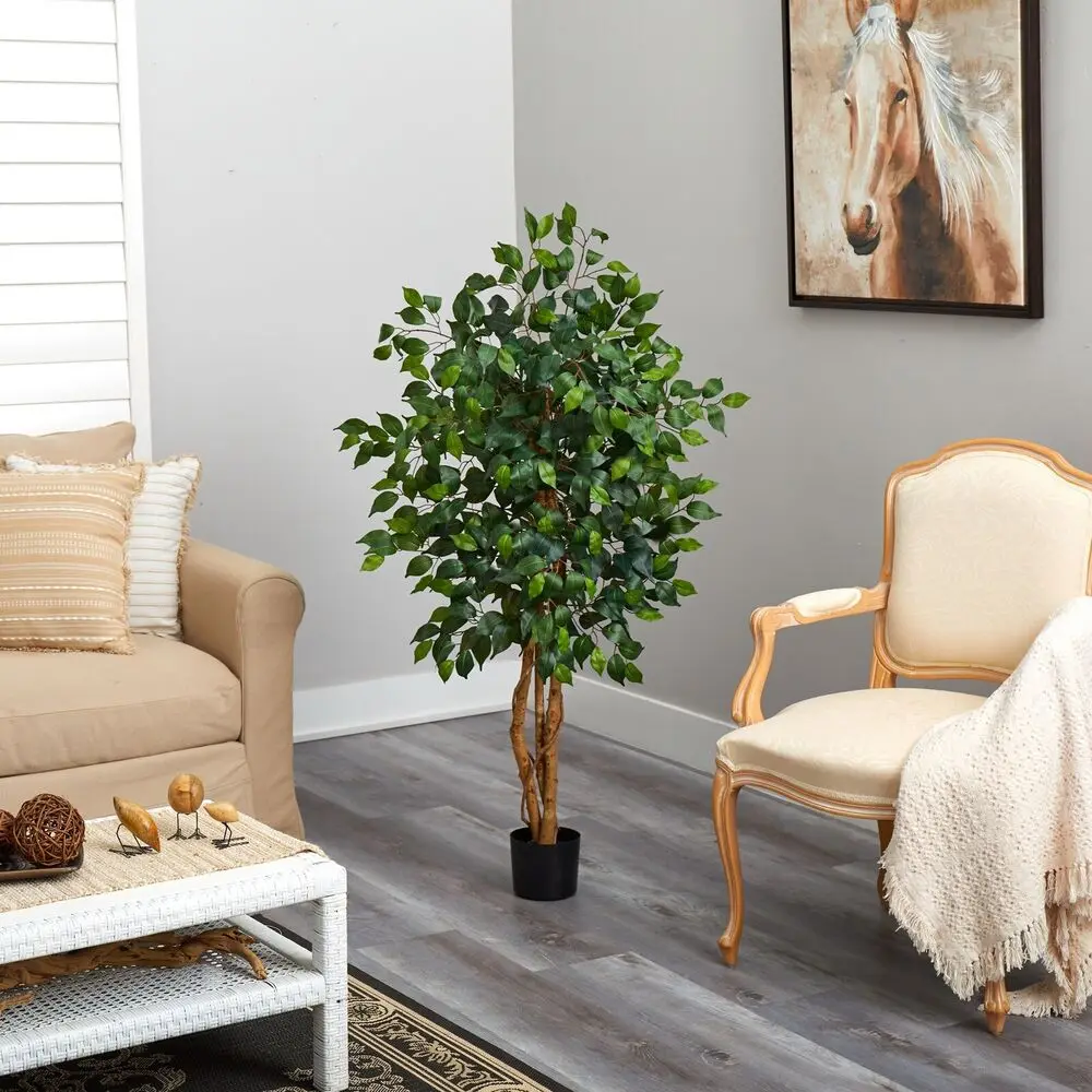 US- 4’ Ficus Artificial Tree with Natural Trunks Home Decor.   artificial plants