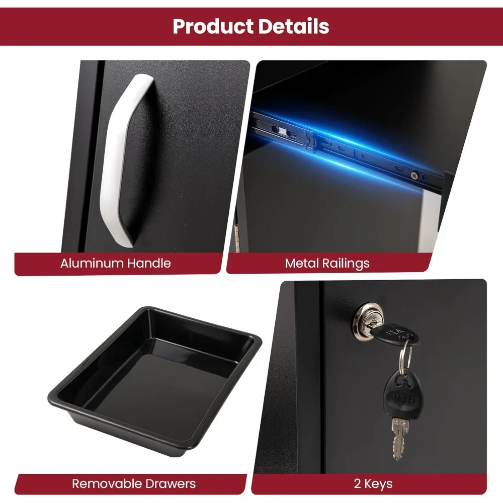 عربة صالون Giantex لمصففي الشعر، عربة ترولي خشبية قابلة للقفل على عجلات، خزانة تخزين ذات 3 أدراج، صينية أدوات جانبية، مجفف شعر #6