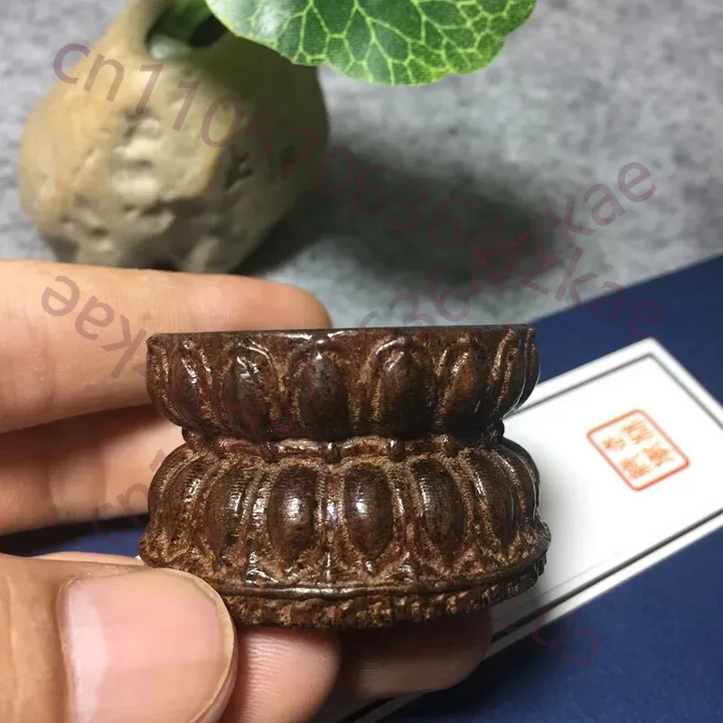 

1.8" Natural Wood Hand Carving Lotus Pedestal Buddha Statue Incense Burner Base