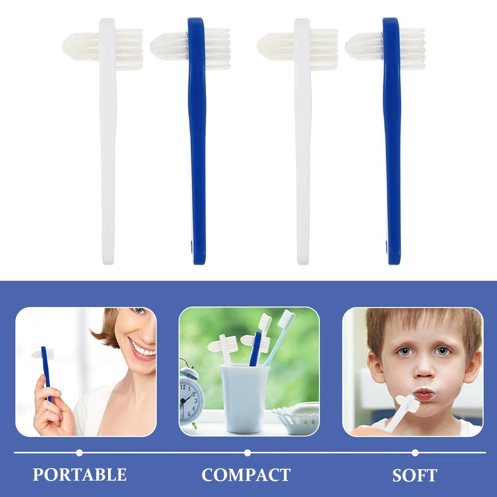 8 قطعة فرشاة أسنان بتصميم مزدوج الرأس شعيرات ناعمة لتنظيف الأسنان الكاذبة فرشاة العناية بالأسنان المحمولة #6
