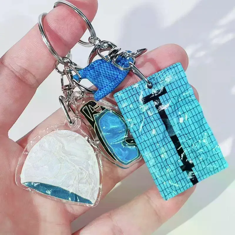 1Pcs Creative Swimming Hat Car Key Ring Wavy Keychain Pool Bag Pendant Swimmer's Gift - Unique Swimming Theme Car Key Accessory