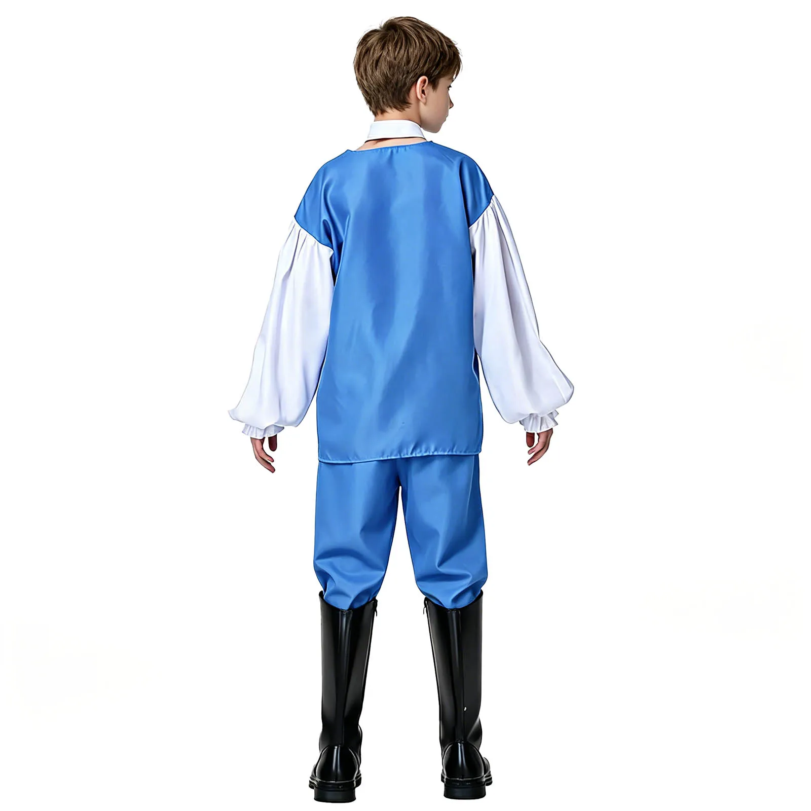 Kids Boys Court-style European Noble Prince Costume Lantern Sleeve Top And Ruffle Faux Collar Pants Halloween Performance Outfit - view 2