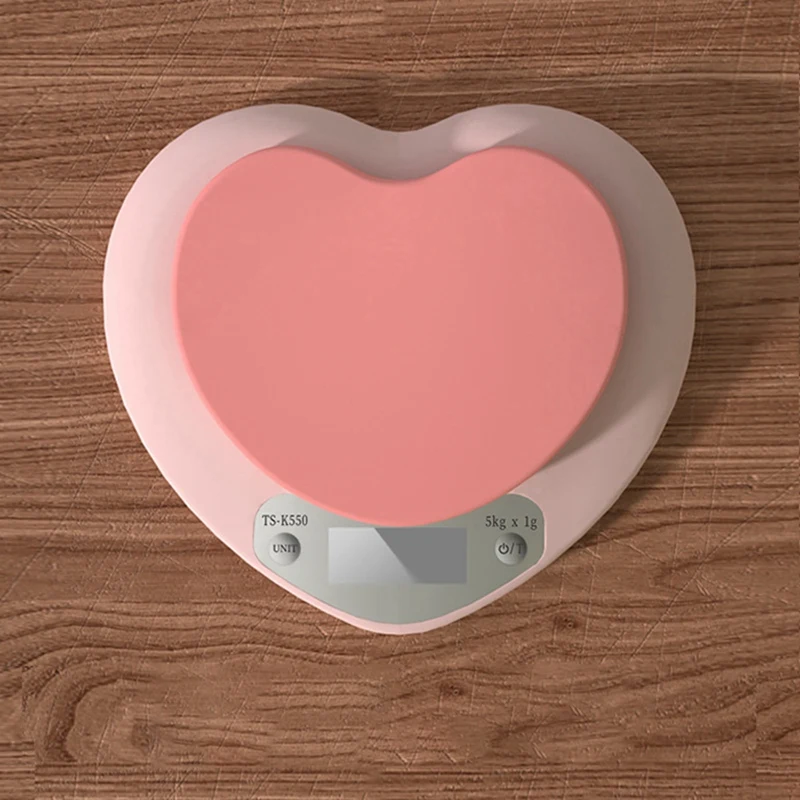 1 PCS Electronic Kitchen Scale Big Knob Heart-Shaped Food Scale 3 Cooking Units (1G/5Kg Rechargeable Type)