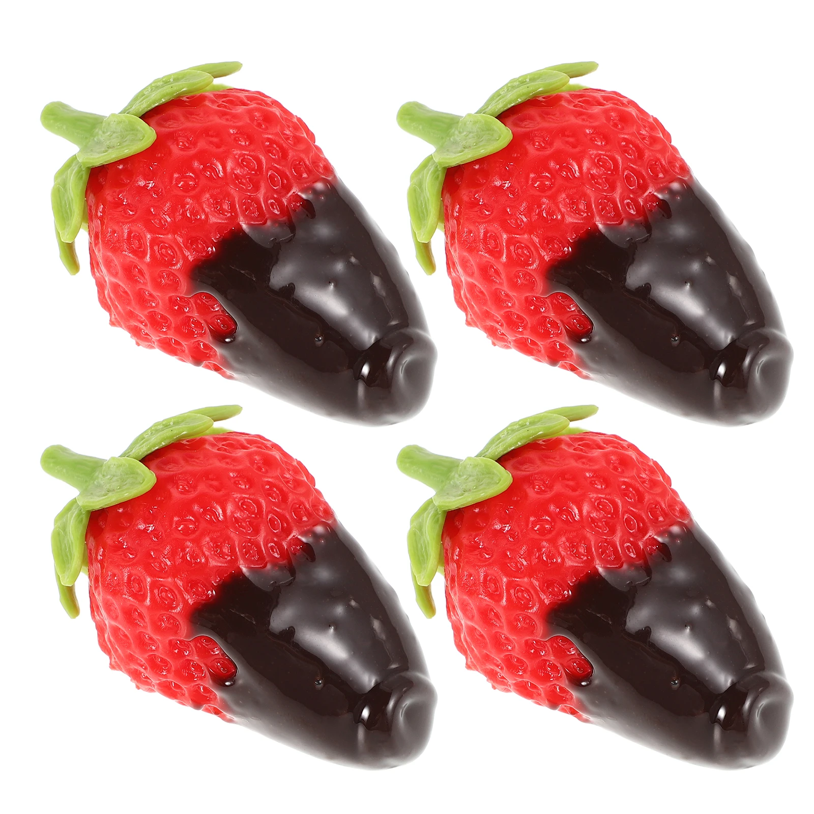 4 Pcs Realistic Artificial Strawberries Fruit Decor Lifelike Faux Plastic Fruits for Home Office Store Display Photography Props