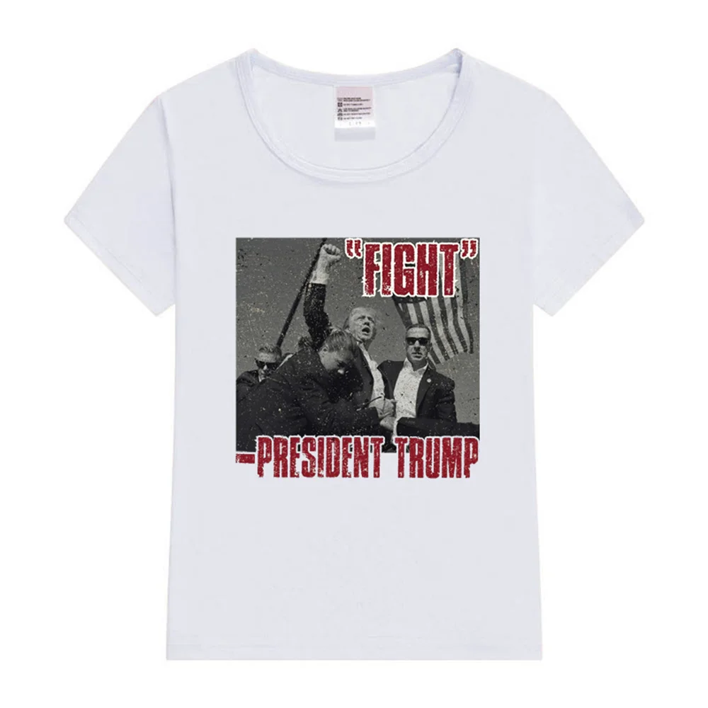 Trump Fight 2024  Trump Shot Fight  Trump assassination Election Kids T-Shirt Children's Clothing Short Sleeve Children Clothes