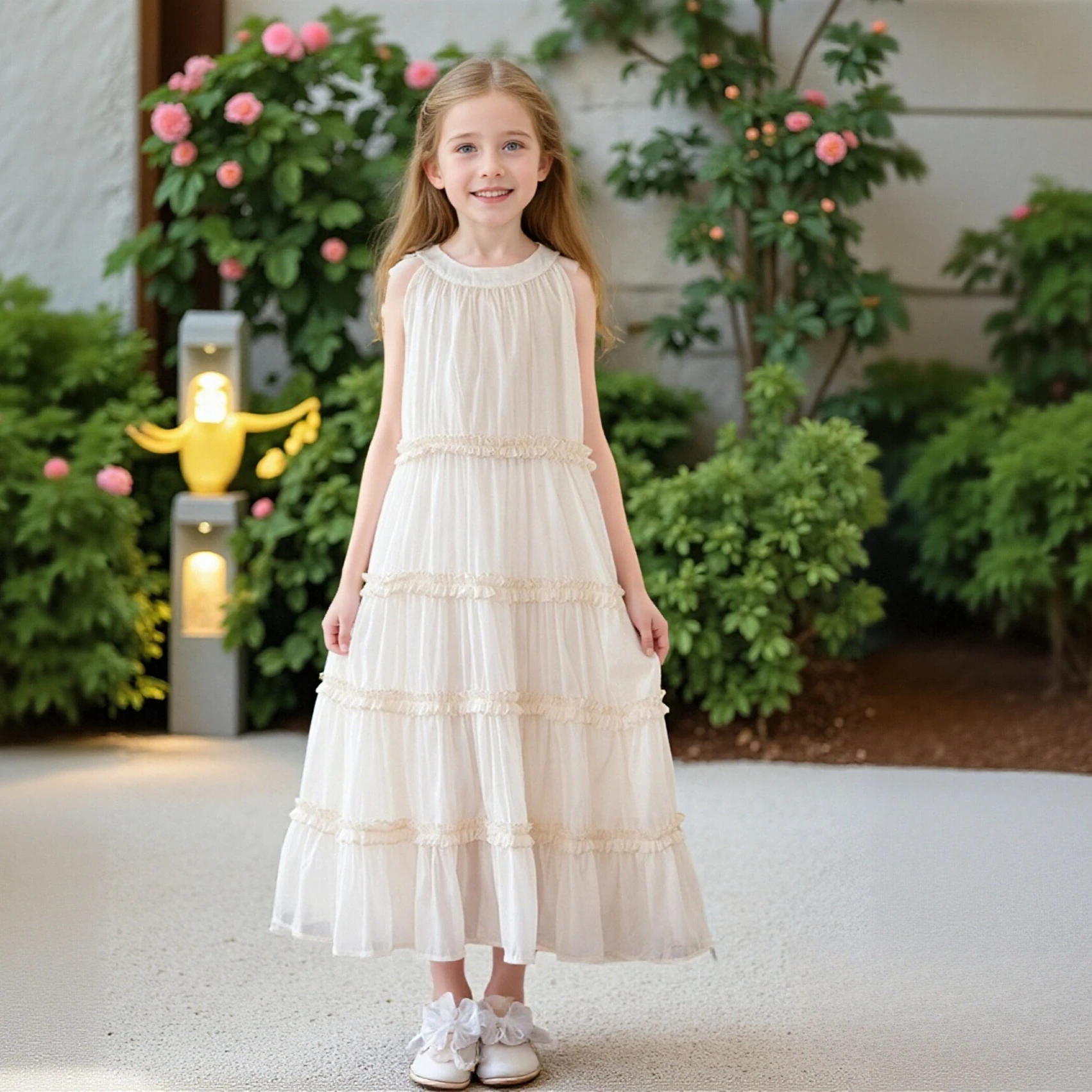 Girls Summer Dress 2026 New Sleeveless Vest Beach Dresses for Kids Chiffon Sling Vacation Dress Teen Children Clothes 4-13 Years