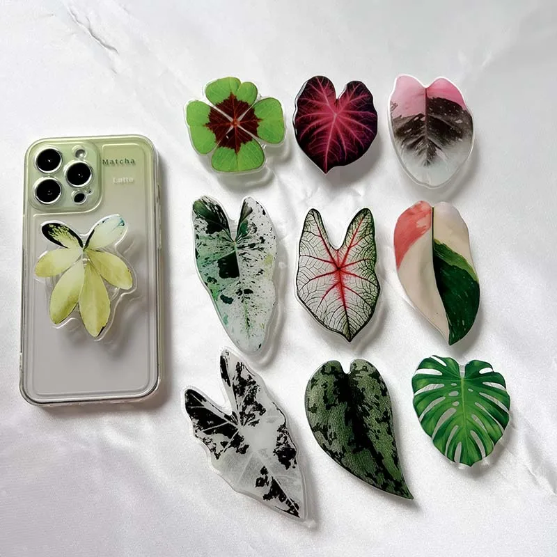 Składany uchwyt gniazdowy Tok Pretty Leaf Akrylowy uchwyt na telefon do iPhone'a 13 Uniwersalny uchwyt na telefon Stojak GripTok