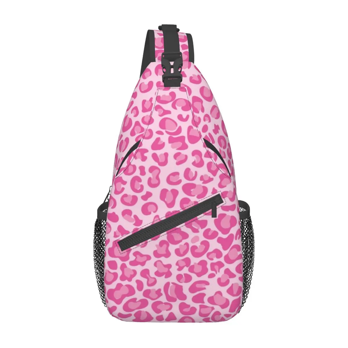 Pink Leopard Crossbody Sling Bag Pattern Chest Bag Cheetah Animal Spot Shoulder Backpack Daypack Travel Hiking Camping Satchel