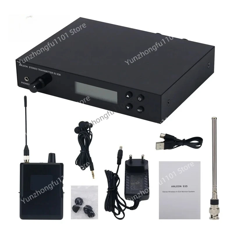 S3D 560-596MHz/640-676MHz Transmitter+Receiver Kit Stereo Wireless in-Ear Monitor System for Stage Performance