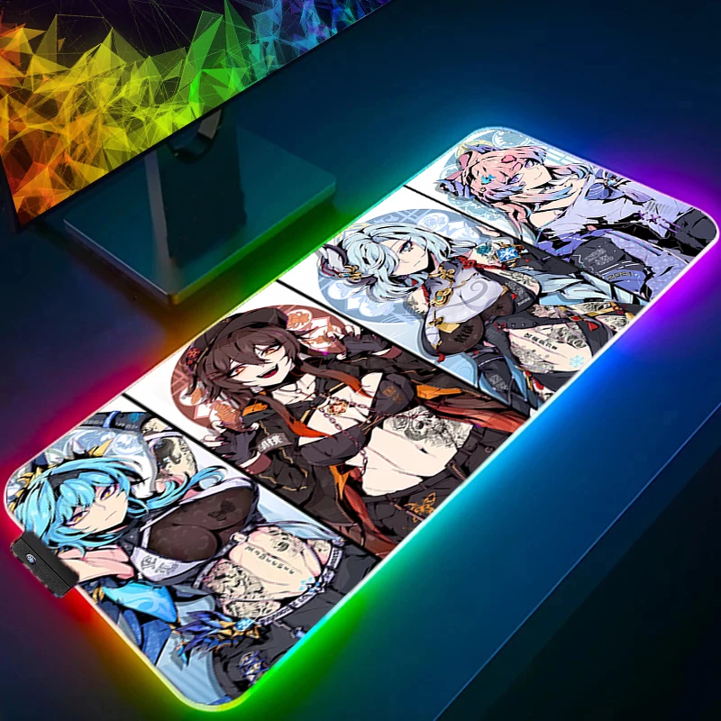 

Коврик для мыши RGB, маска аниме Devil Oni, игровые аксессуары в стиле аниме, светодиодная клавиатура, настольный коврик, ковер для геймера, коврик для мыши с подсветкой, коврики для мыши