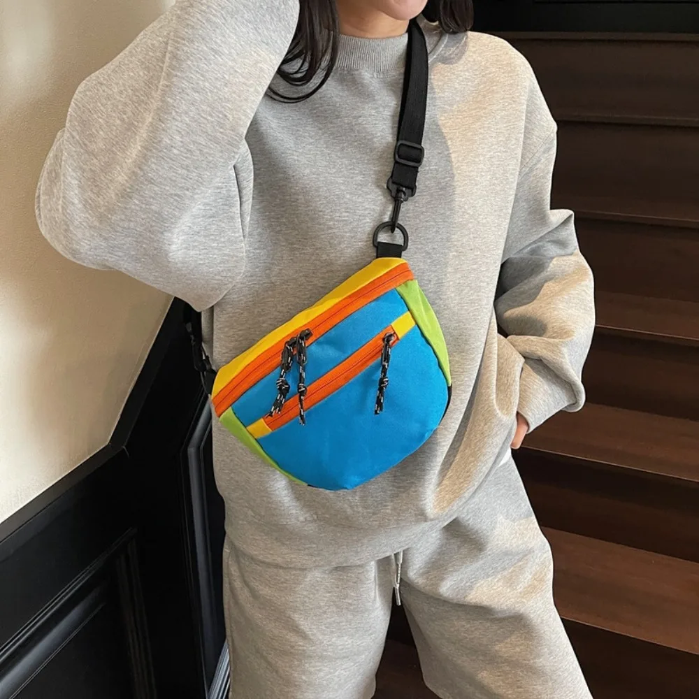 한국 스타일 나일론 하프문 백 방수 컬러 대비 덤플링 숄더백 올매치 경량 스포츠 크로스백
