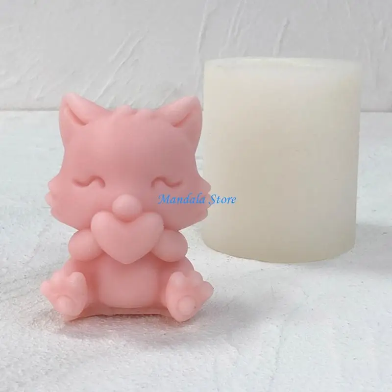 

U2JC Silicone Mould 3D Love Foxes Molds Cartoon Foxes Casting Molds Craft Baking Molds for Cake Fondant Decorations