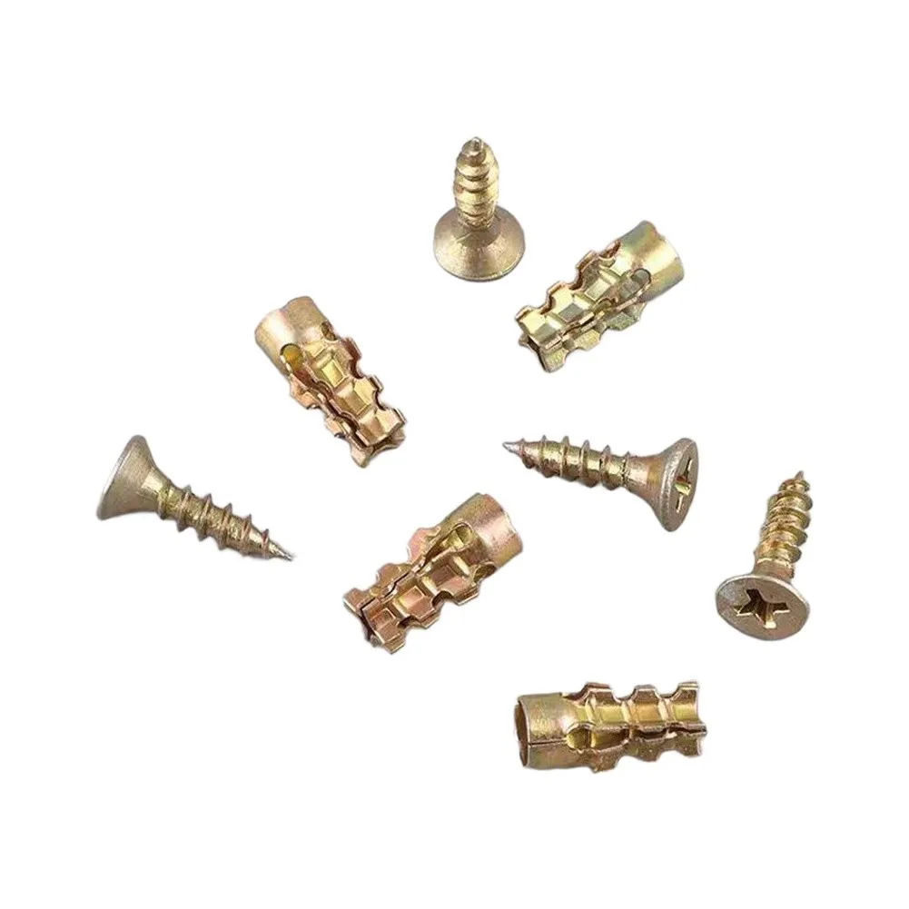 Expansion Screw Kit 100 pcs Metal Anchors with Self Tapping Screws for Stone Cabinet Mounting 14mm and 16.4mm Sizes