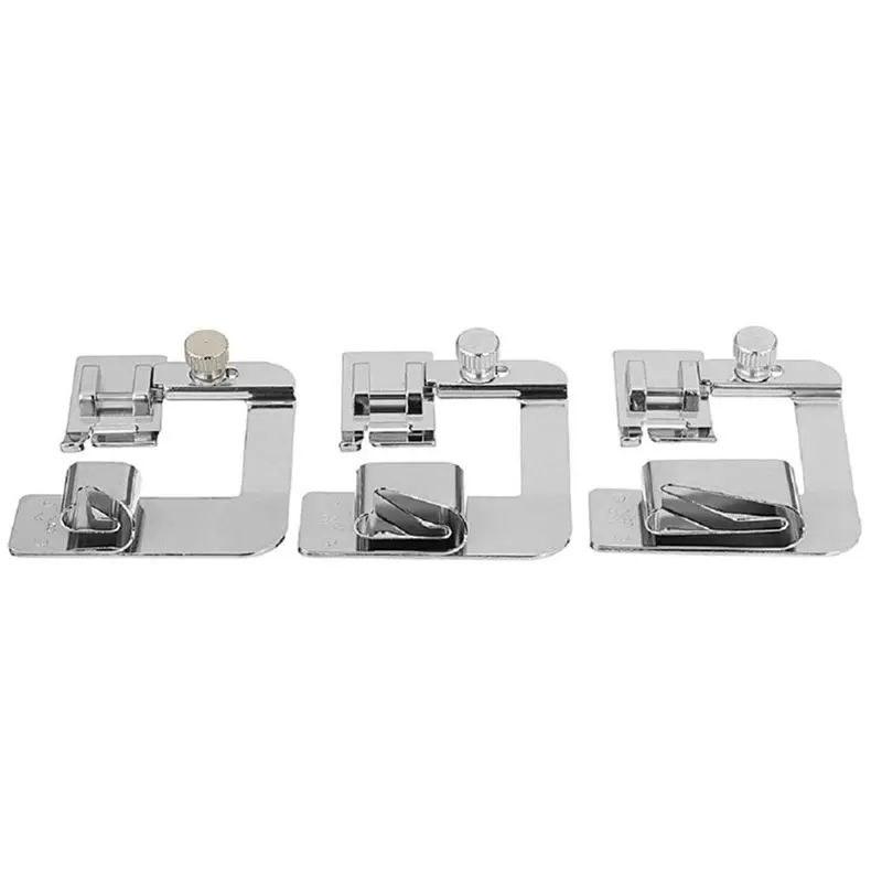 A44Z-3PCS Wide Rolled Hem Presser Foot Set,(1/2 Inch, 3/4 Inch, 1 Inch) ,For Low Shank Sewing Machines Accessories