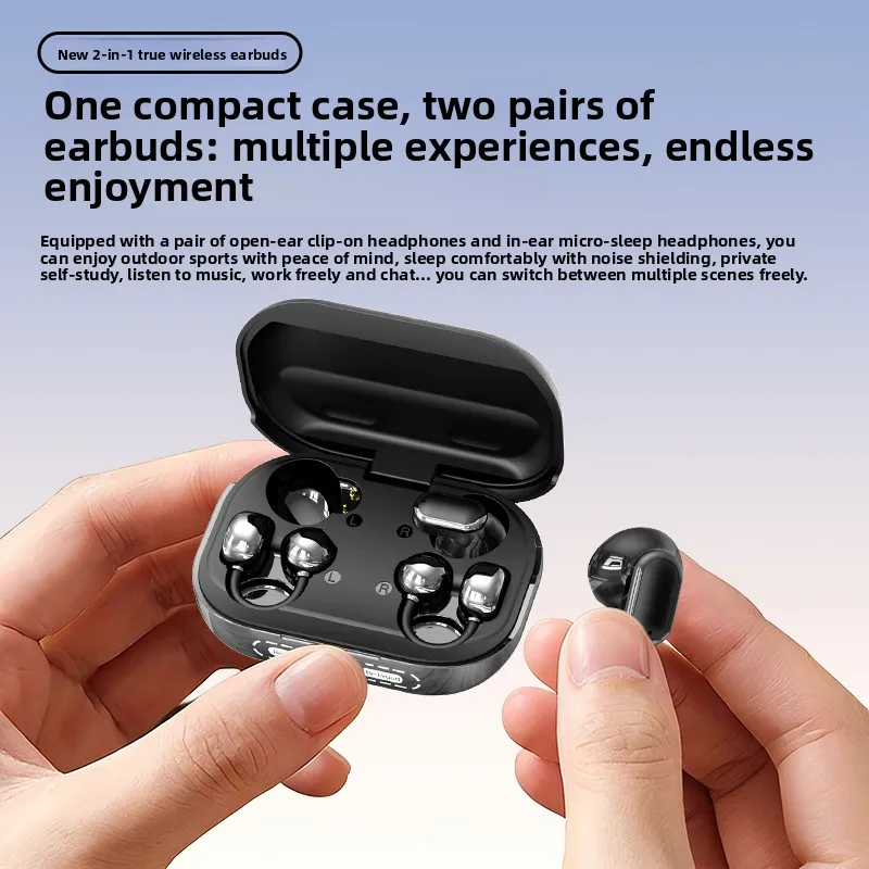 Twin Earphone Open In-ear Type HIFI Bass 2in1 Low-Latency Game Headset High-definition Electric Quantity Digital Display Earplug