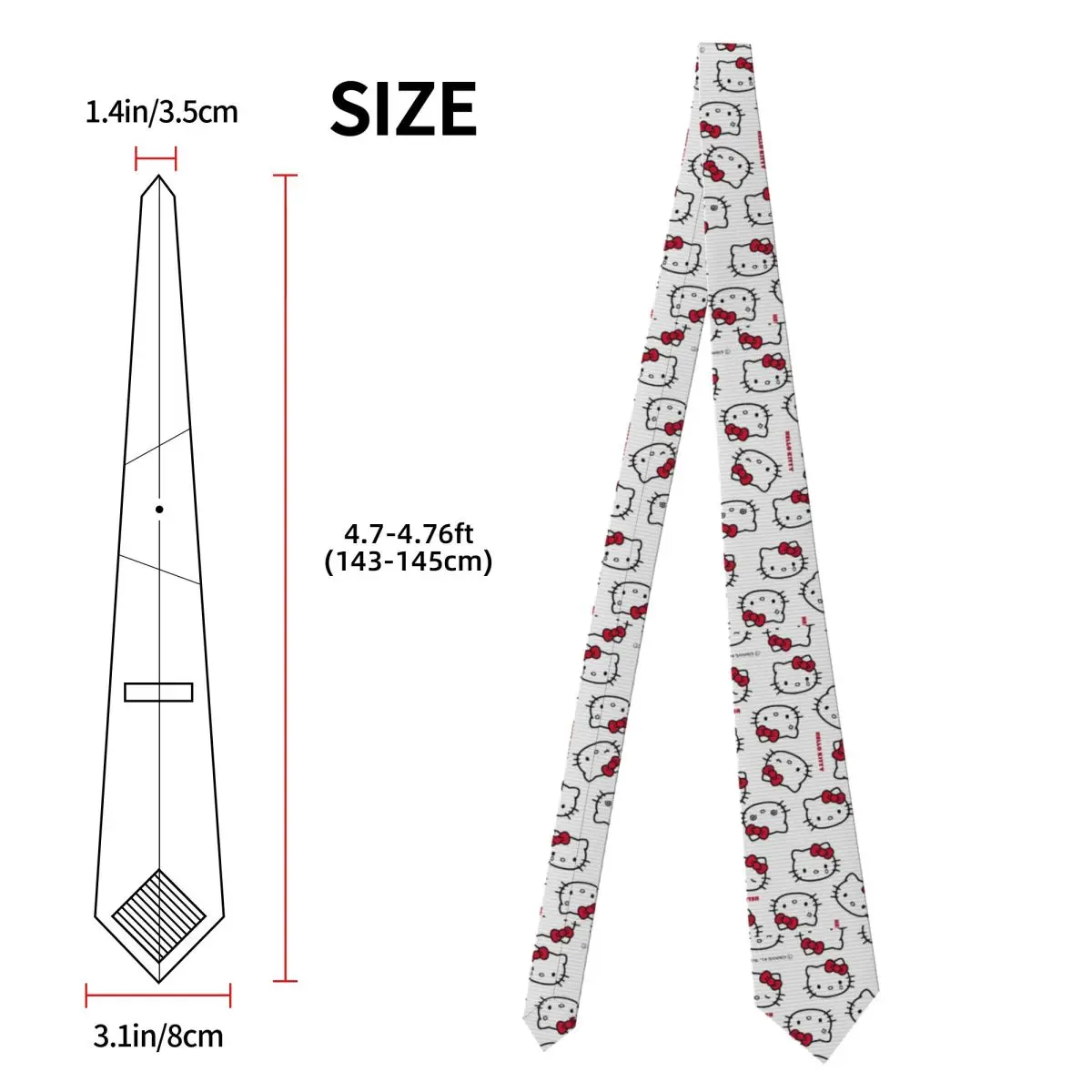 Hello Kitty Kawaii Necktie Men Women Polyester 8 cm Neck Ties for Mens Skinny Wide Suits Accessories Cravat Office