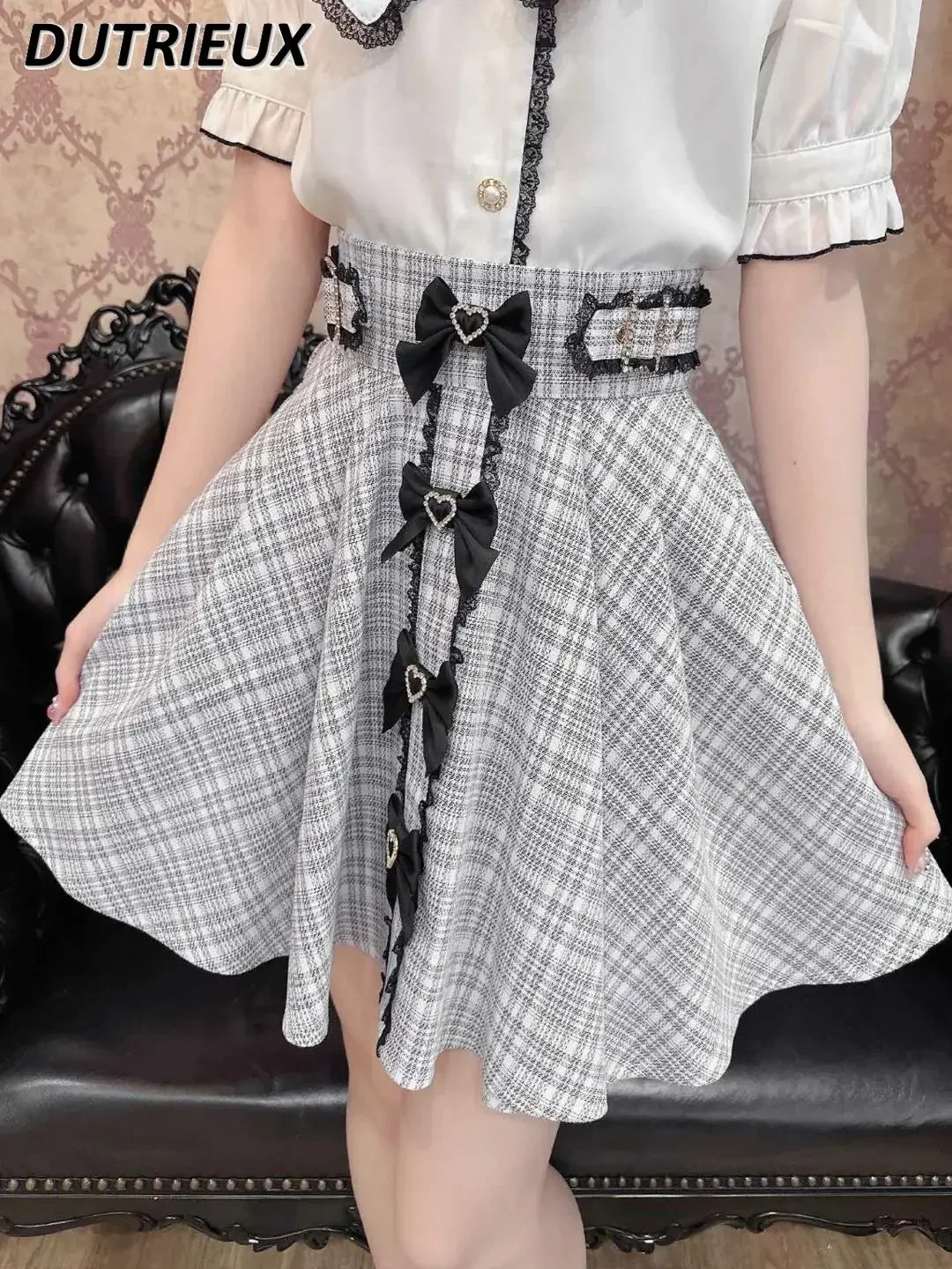 

Lolita RJ Japanese Style Casual Short Skirt for Lady Bow Fashion Summer High Waist Skinny Mini Skirt 2024 New Women's Skirts