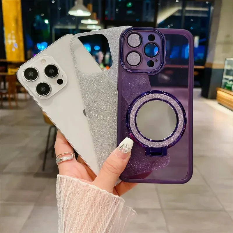 ل Honor 400 الذكية X7d 4G عدسة فيلم بريق سيليكون لينة الحال بالنسبة Honor400 400 الذكية حامل مرآة مغناطيسي بولي TPU الهاتف الوفير