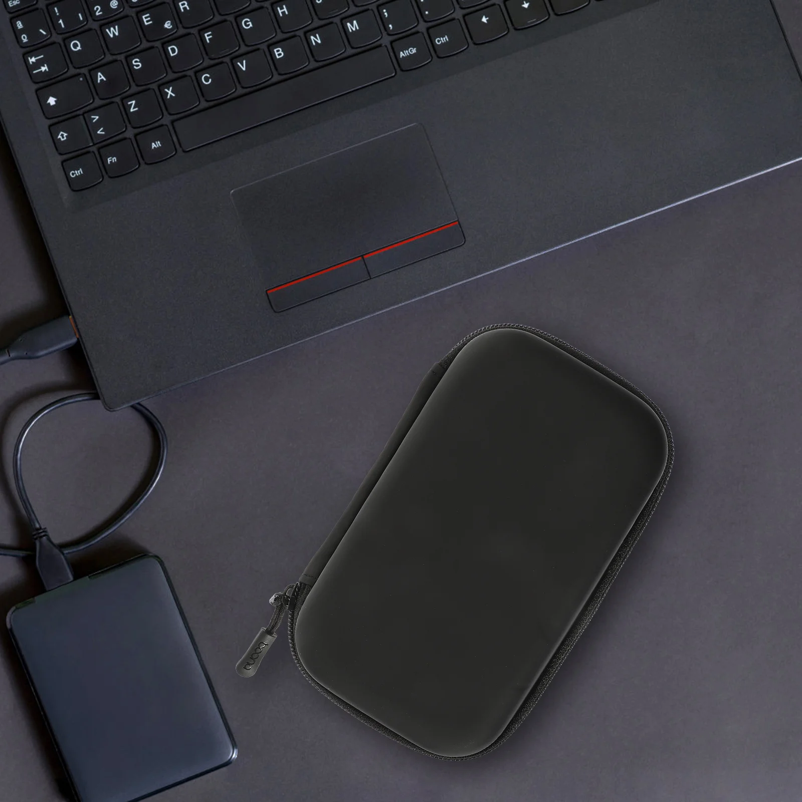 Pu Mobile Hard Lavalier Headset Opbergtas Zwart Elektronica Organizer Case Reizen Reversmicrofoon