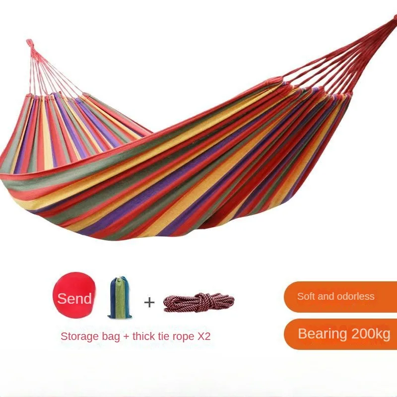 Japandi Striped Canvas Lounge Hammock Suspended Indoors