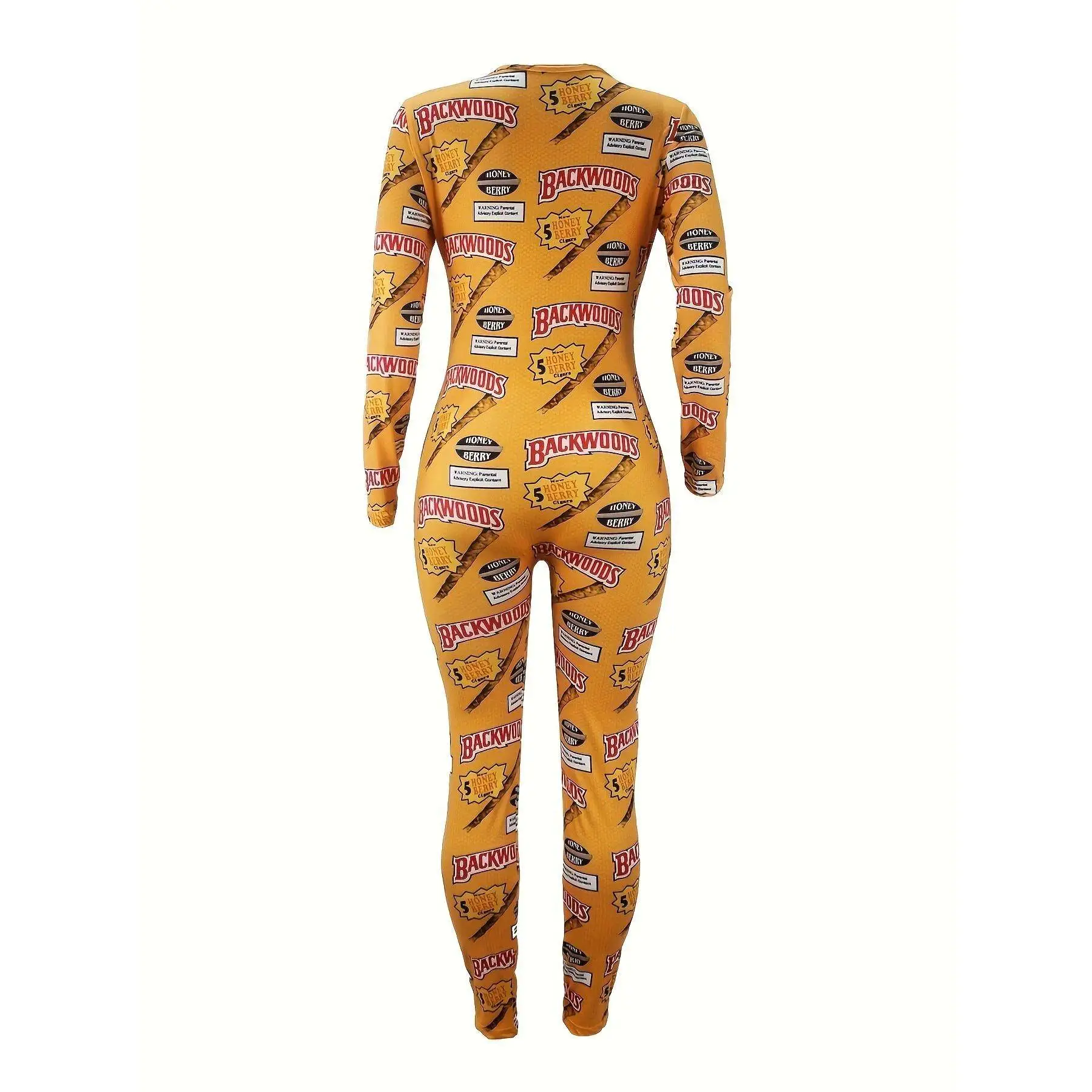 Halloween Print High Neck Jumpsuit Women's Fashion Halloween Themed Clothing Low Waist Five-Quarter Length All Fabric Content