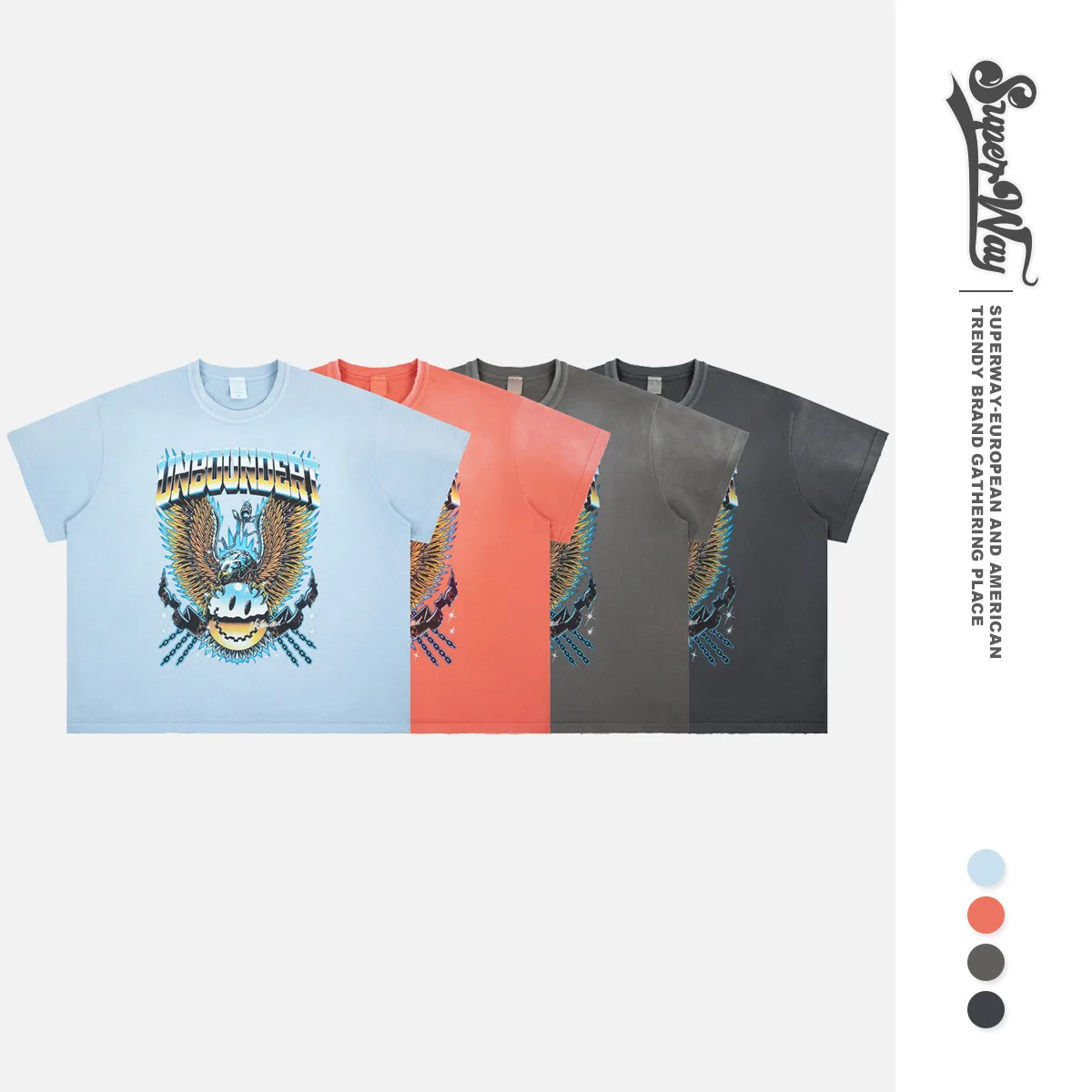 SUPER WAY Rock Eagle Claw Printed Short Sleeve T-Shirts F605