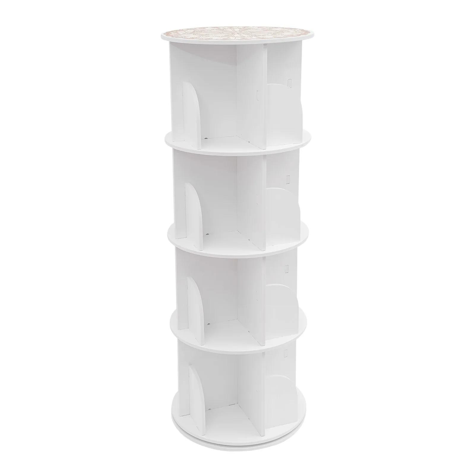 4-stöckiges drehbares Bücherregal, 360° °   Geräuscharmes Drehbares Bücherregal mit 16 Fächern, Platzsparendes PVC-Board-Aufbewahrungsregal, 60 kg Tragkraft für Wohnzimmer, Schlafzimmer, Büro