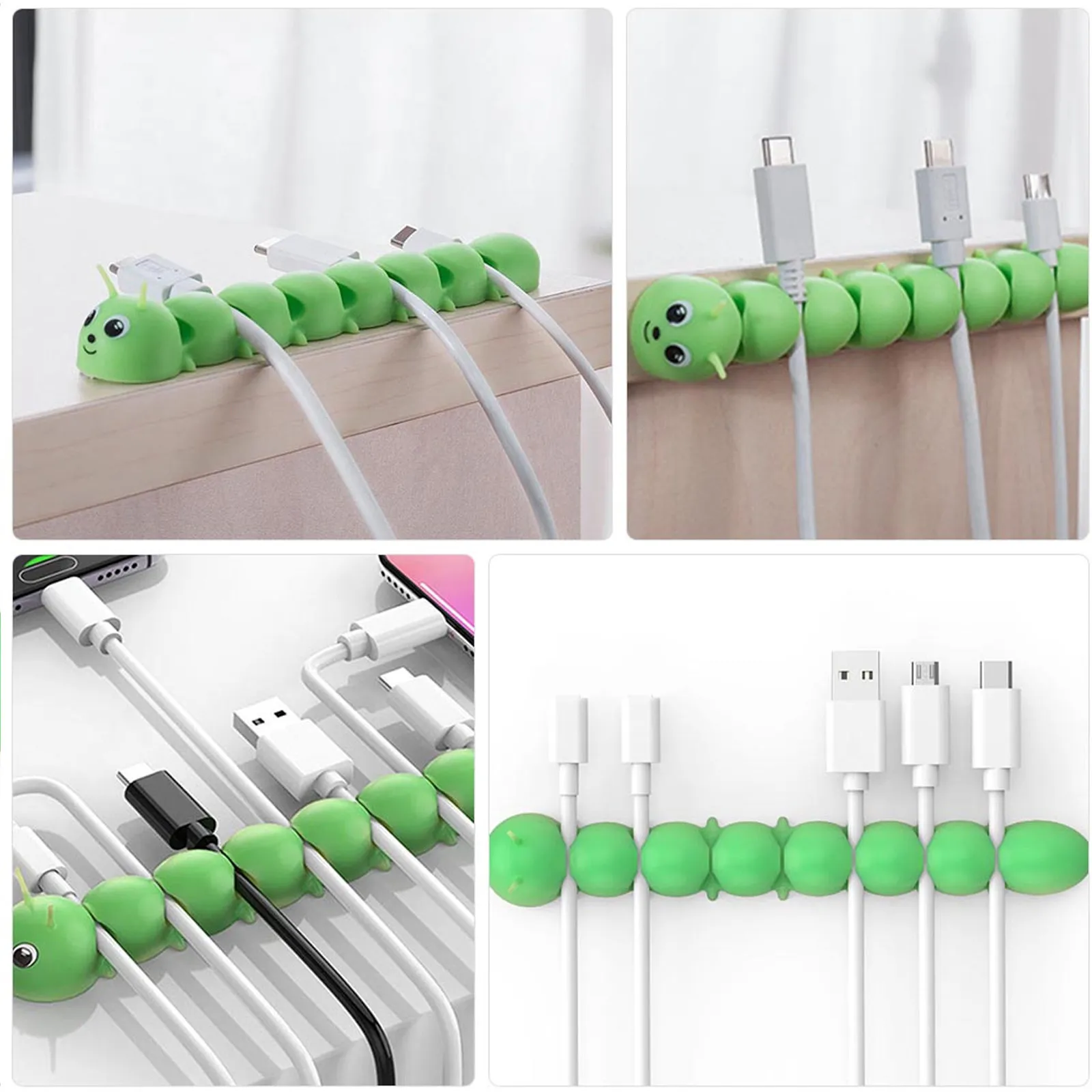 1Pcs Caterpillar Cable Winder Silicone Desktop Wire Organizer for Computers Audio Game Console TV Musical Instrument Cables Heat