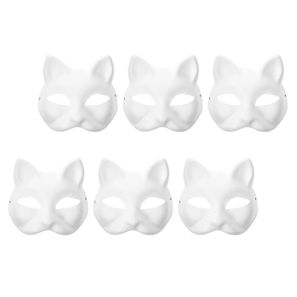 DIY Anime Pulp Japanese Mask Half Face Hand-painted Cat Fox Mask Anime Masquerade Halloween Festival Cosplay Prop
