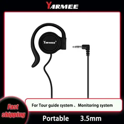 YARMEE Professional Headphones 3.5mm Plug Jack Wired Single Earphone Ear Hanging Suitable Monitoring Radio Tour Guide System