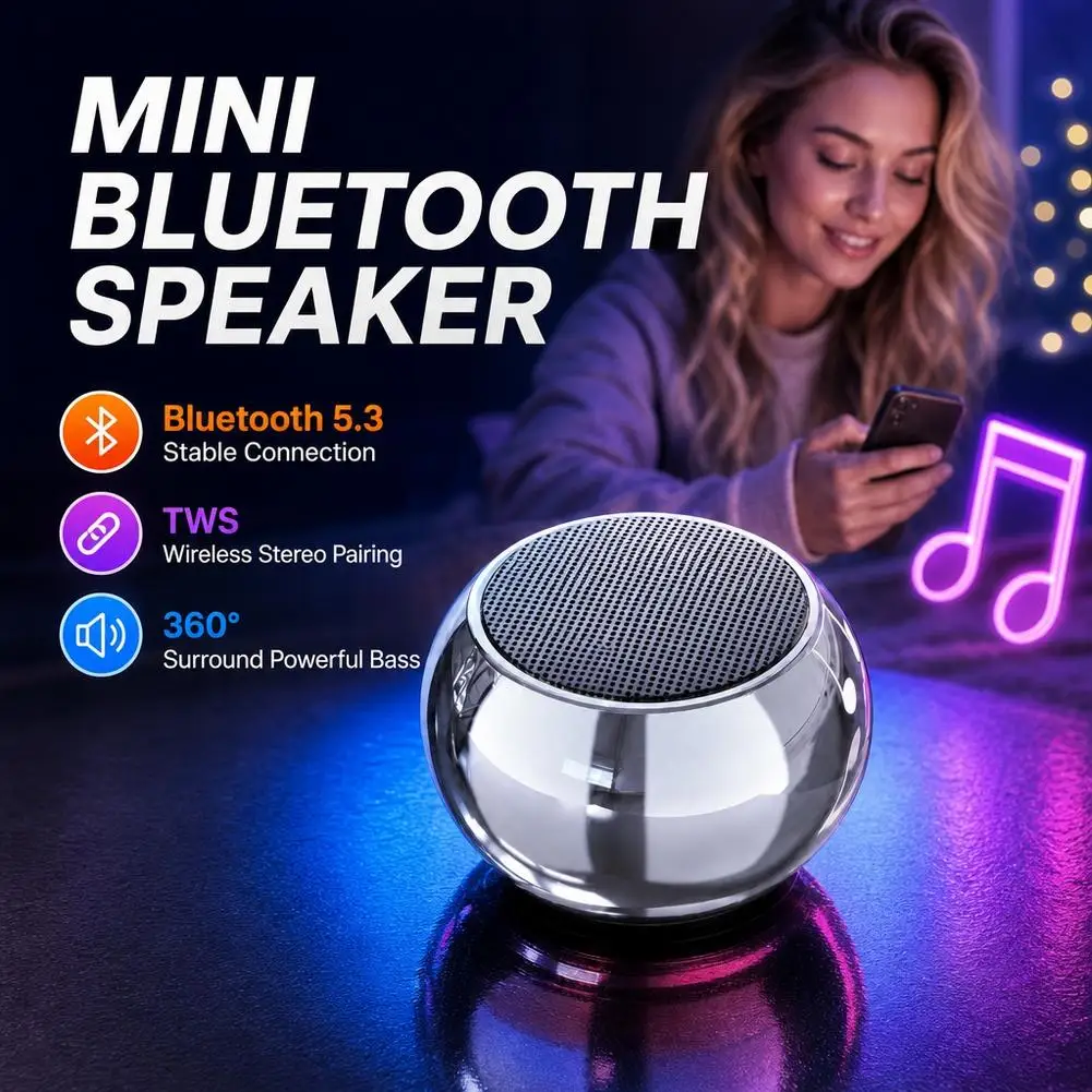 New Wireless Bluetooth Speaker Sound Box Audience Metal Stereo Surround Subwoofer Small Mini Portable Bluetooth Speakers