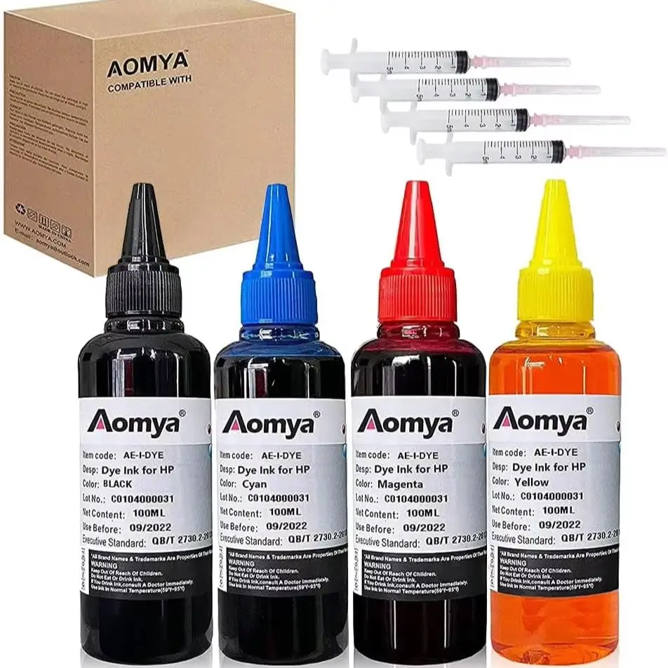 Aomya 100ml Dye Ink 950 951Refills For HP 950XL For HP 63 62 61 953 680xl Officejet Pro 251dw 276dw 8100 8600 8610 8620 Printers