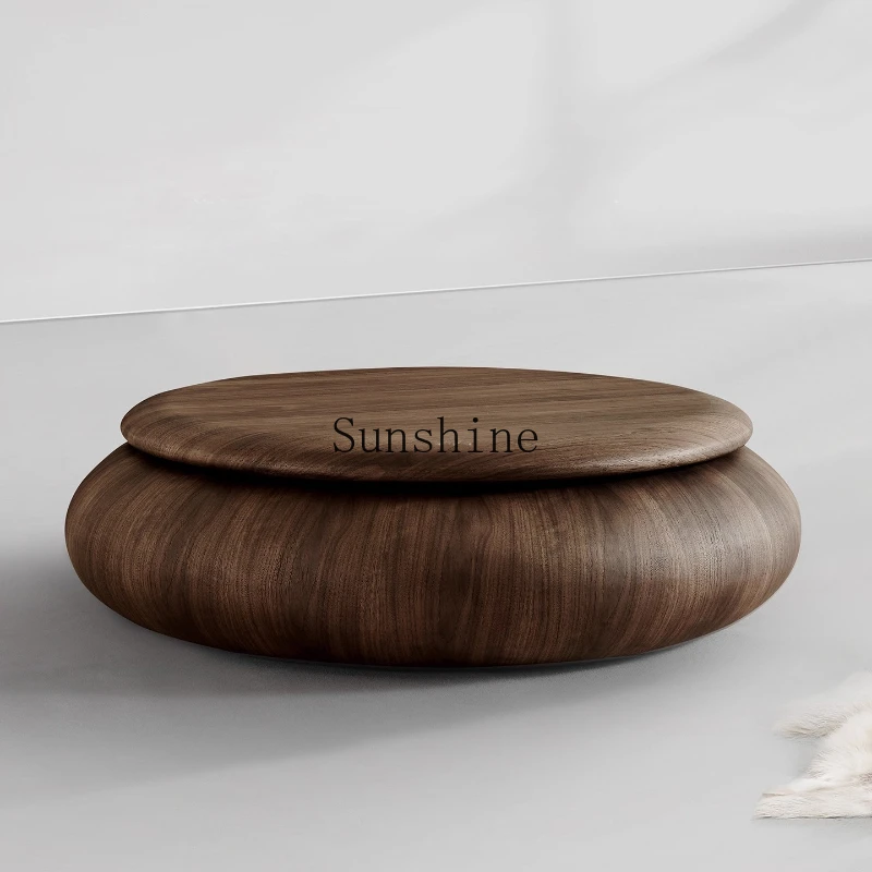 

Minimalist creative large apartment black walnut 1.2 meters round coffee table home living room high sense