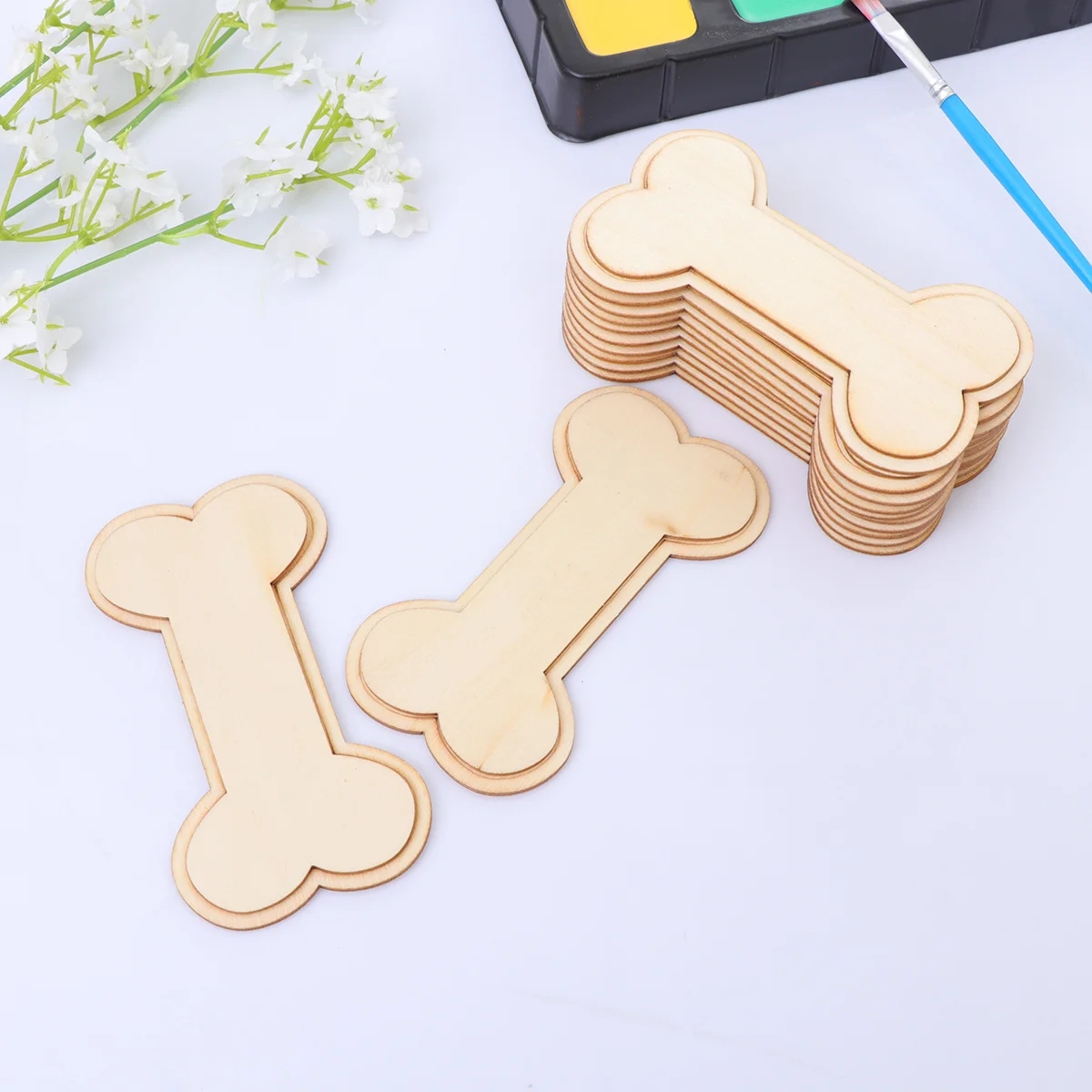 24 قطعة قواطع العظام غير المكتملة السلس الخشب الحقيقي DIY بها بنفسك اللوحة الحرفية مشاريع الحرف الخشبية مدرسة الحضانة ديكور الحرف اليدوية