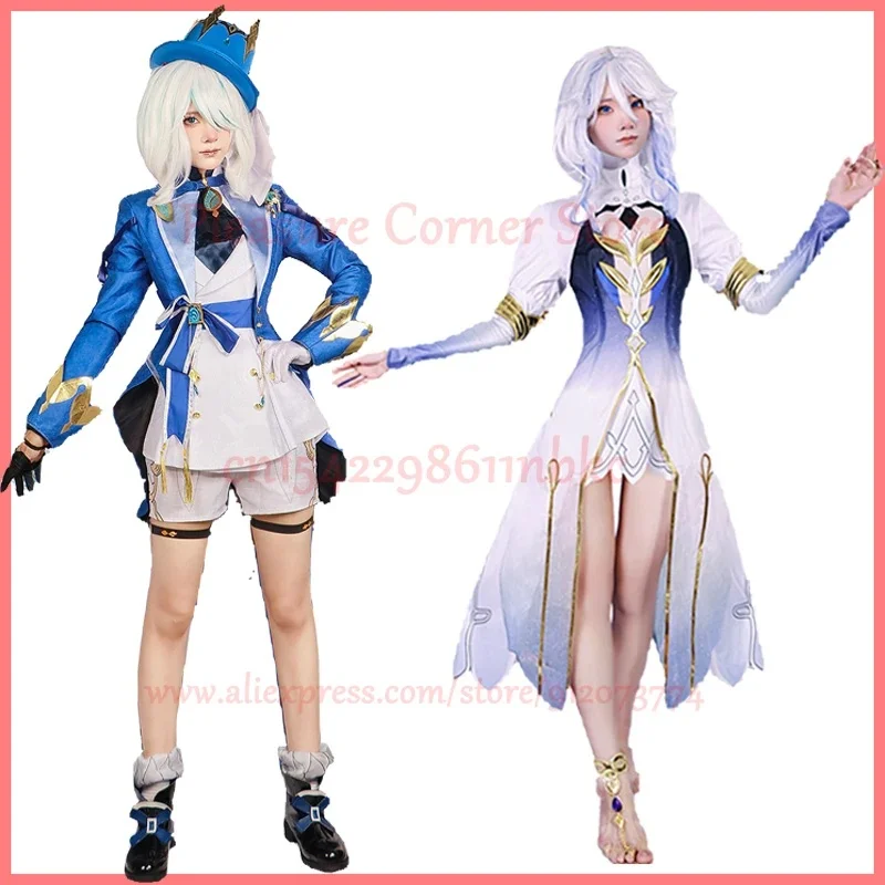 Costume de cosplay Furina Focalors Hydro Archon, perruque, chaussures, Genshin Impact, Focalors, Dieu de la Justice, ensemble uniforme de Furina, CHIOS