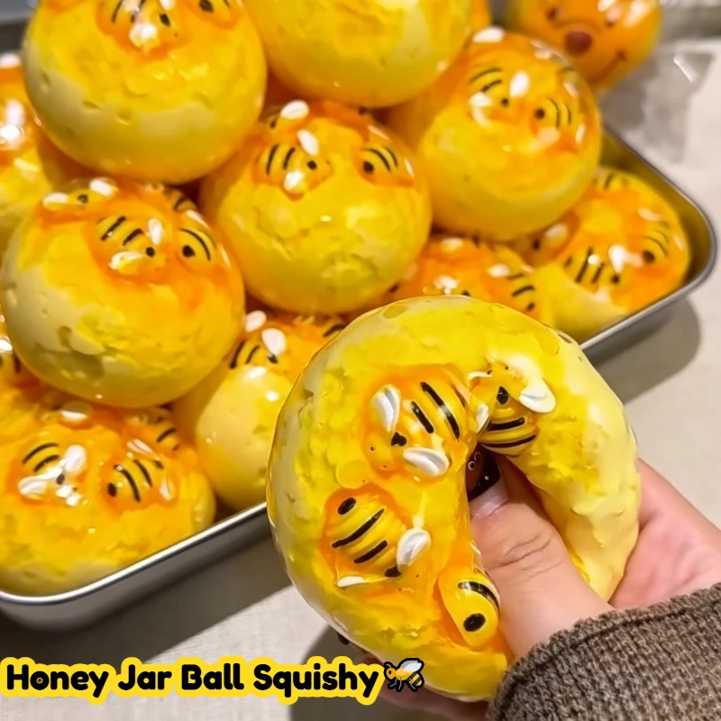 Crunchy Honey Jar Ball Squishy Stress Ball Fidget Toy Crunchy Squeeze Ball Round Blocks Filled ASMR Anti Stress Toys for Adults