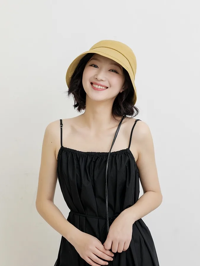 Fashionable Bucket Hat with Hair for Women,Short Wavy Detachable Fake Hat Wigs for Fall/Summer/Spring,Black/Khaki Cap Wig