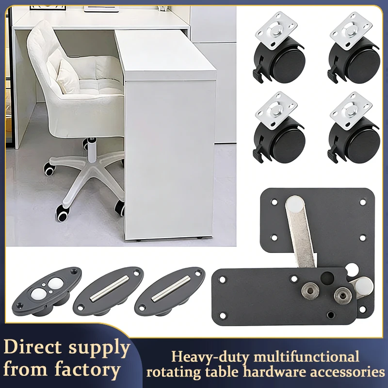 Multifunctional Sideboard 90 Degree Rotating Dining Table Hardware Swivel Office Desk Furniture Connector Tabletop Accessories