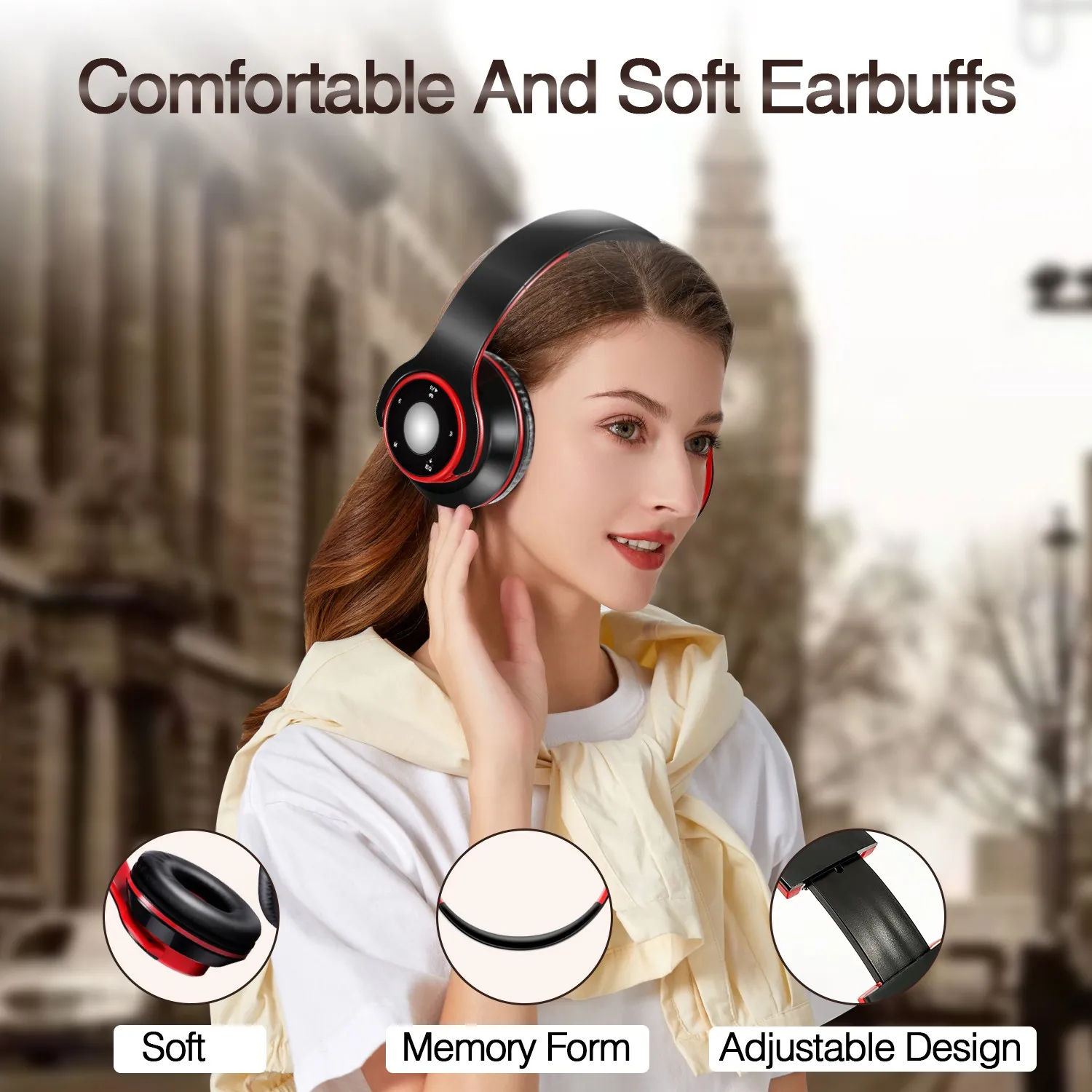 Audio stereo colorato Mp3 Auricolare Bluetooth Cuffie wireless Auricolare Supporto Scheda SD con microfono Riproduzione 20 ore
