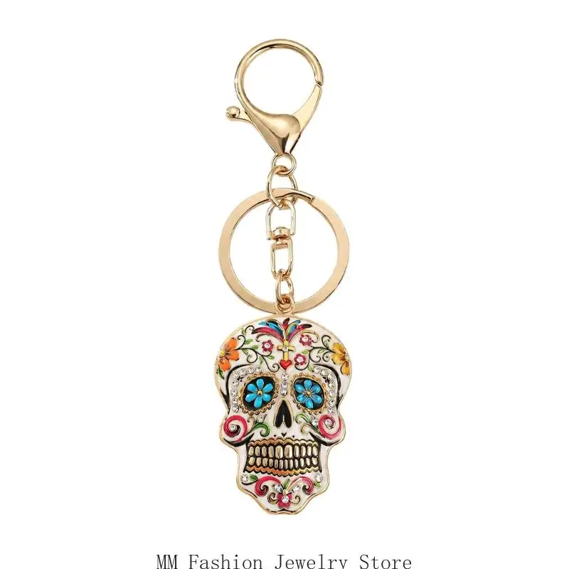Halloween Keychain Skull Charm with Clasp for Bags and Pouches D0UB