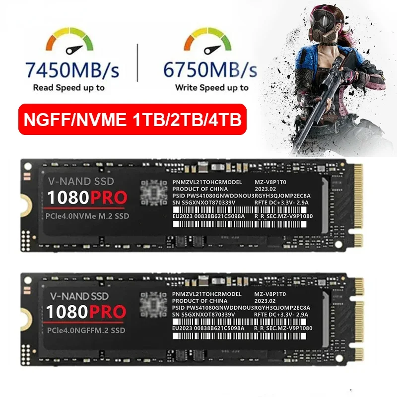 

Original 1080PRO Internal Hard Drive Solid State Hard Disk NVME 2.0 Pcie 4TB NGFF M.2 SSD Game For Desktop PS5 Gaming PC