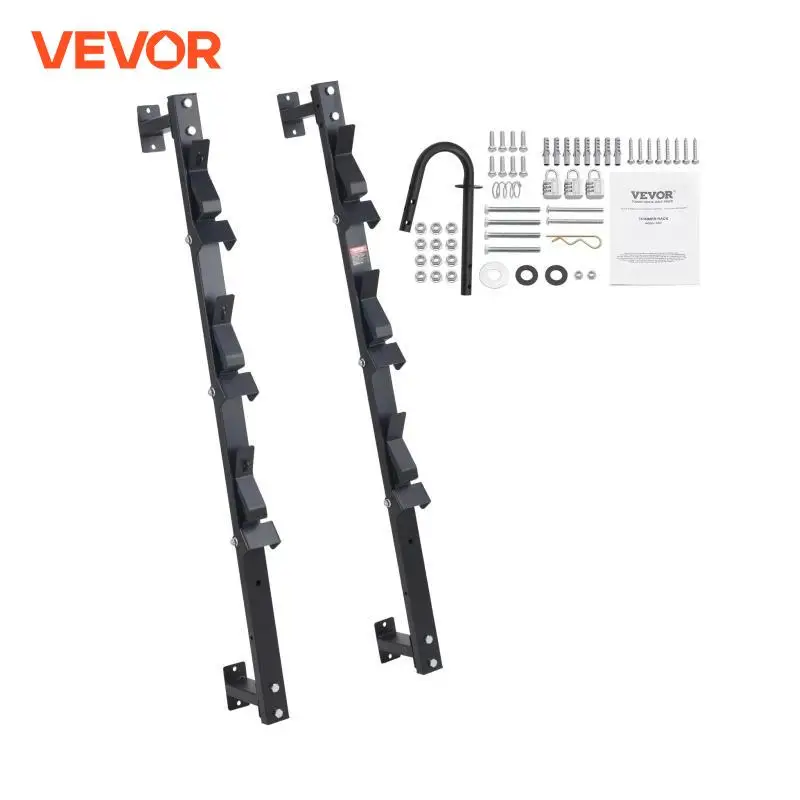 VEVOR 3 Position Weed Trimmer Rack Vertical/Wall Mounted Weeding Bracket with Hook Can Be Locked for Open Landscape Trailers