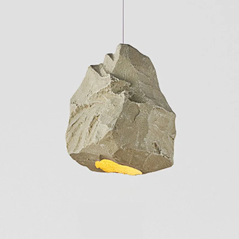 

European Creative Design Imitation Stone Khaki Model Room Droplight Japanese Wabi Sabi Home Bedroom Bedside Pendent Lamp