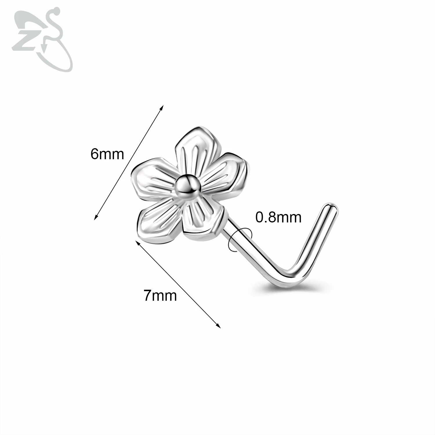 Cute CZ Crystal Nose Stud L-Shape
