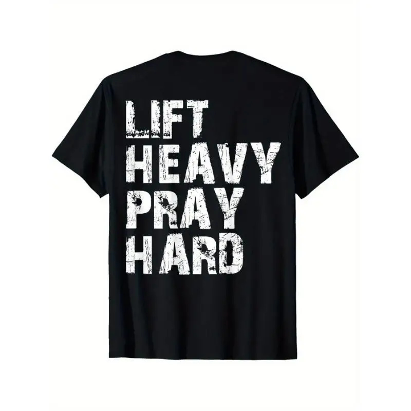 

«Футболка Lift Heavy Pray Hard» | Футболка с рисунком для тренировок в тренажерном зале и мотивацией | Христианская вера и фитнес-топ | Подарок бодибилдинга"