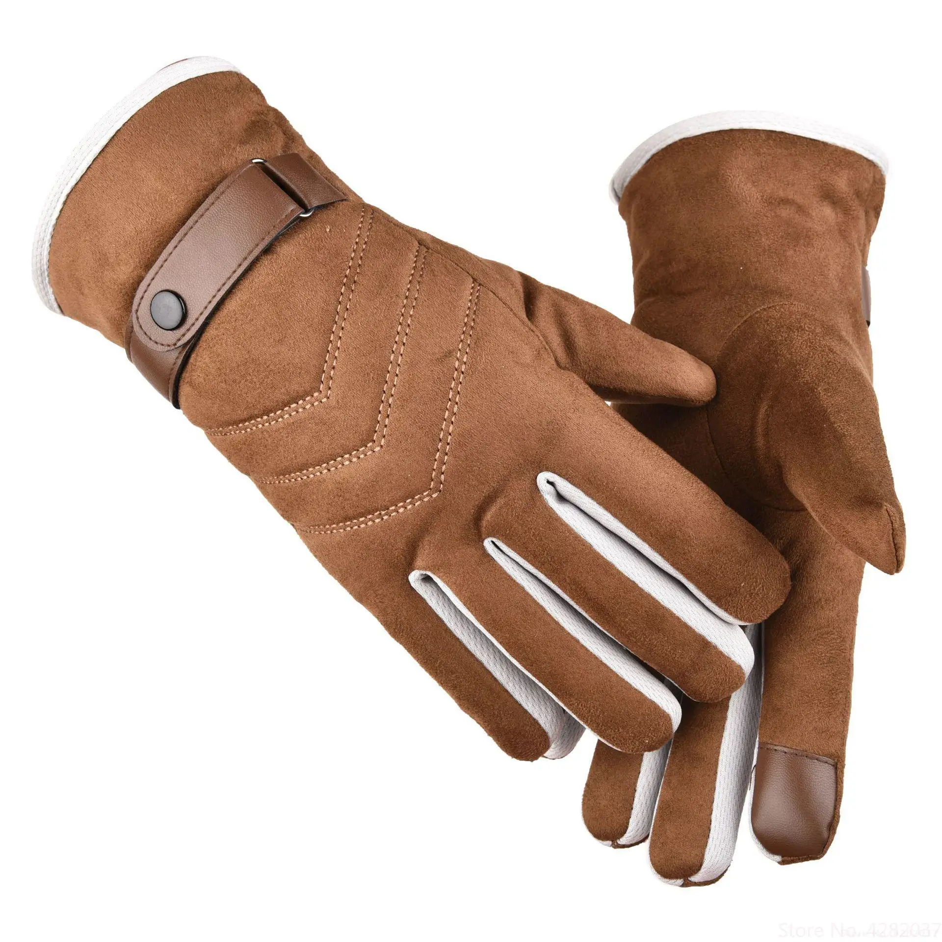 Deerskin velvet fabric Gloves Men Women Gloves Touch Cold Windproof Outdoor Sports Warm Thermal Fleece Running Ski gloves