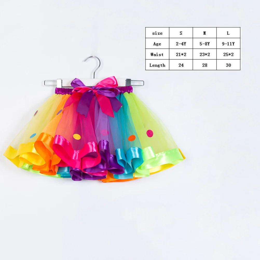 Girls Elastic Waist Rainbow Tutu Skirt with Big Bowknot Party Dress up Tulle Skirt( -RT077 S) Midiskirt for kids