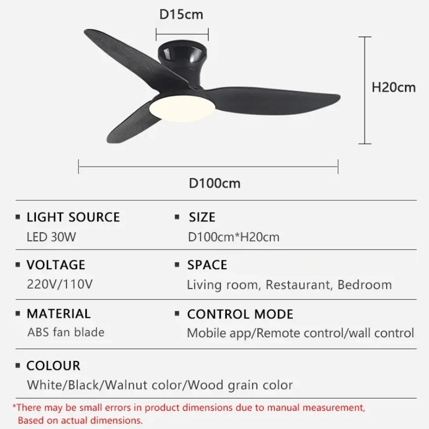 Modern Intelligent LED Ceiling Fan Light Minimalist Remote Control APP Low Decibel Strong Wind AC110/220V Home Decoration Light